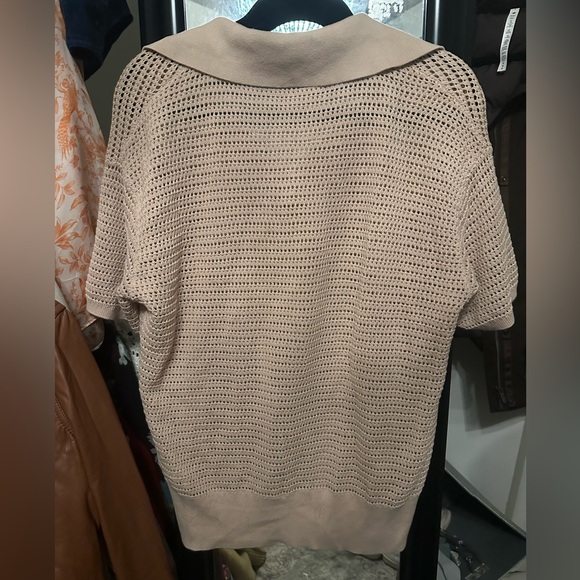 Varley Clayton Polo Knit Top Beige Neutral Quarter Zip Athleisure EUC Small - Picture 11 of 13